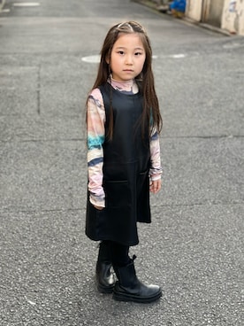 「H&M（エイチ・アンド・エム）のアイテム（ブーツ）」を使った、inmine8さん（キッズ・110cm）の冬コーディネート