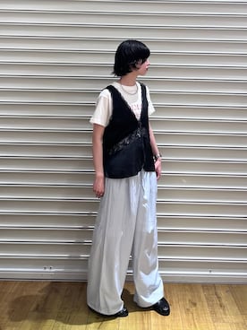 「LOWRYS FARM（ローリーズファーム）のモカシンローファー  637751（ローファー、ブラック系）」を使った、ぴんさん（レディース・161cm）の春コーディネート