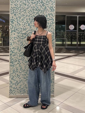 「アイテム（ボストンバッグ）」を使った、ぴんさん（レディース・161cm・20代）の夏コーディネート