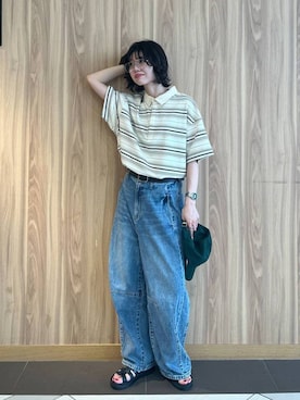 イージーバレルデニムパンツ 289799を使った人気ファッション