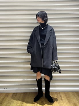 「アイテム（その他アウター、グレー系）」を使った、ぴんさん（レディース・161cm）の秋コーディネート