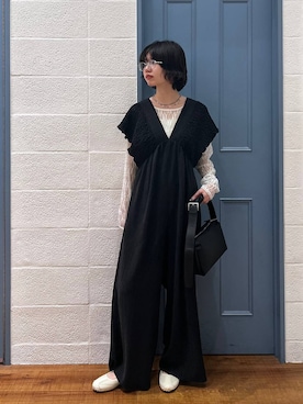 「LOWRYS FARM（ローリーズファーム）のフラワーレースＰＯＬＳ 144288（Tシャツ/カットソー、ホワイト系）」を使った、ぴんさん（レディース・161cm）の春コーディネート
