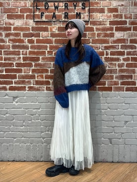 「アイテム（ニットキャップ/ビーニー、グレー系）」を使った、ぴんさん（レディース・161cm）の冬コーディネート