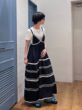 「LOWRYS FARM（ローリーズファーム）の２ＰタンクレイヤードＳＳ 1048915（Tシャツ/カットソー、ホワイト系）」を使った、ぴんさん（レディース・161cm）の夏コーディネート