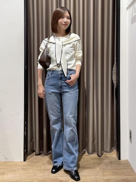 「VIS（ビス）のハートステーションネックレス（ネックレス、ゴールド系）」を使った、J U R Iさん（レディース・160cm）の秋コーディネート