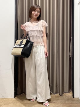 「Juze（ジュゼ）のアイスキューブヒールサンダル（サンダル、ホワイト系）」を使った、J U R Iさん（レディース・160cm）の夏コーディネート