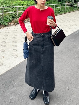 「アイテム（デニムスカート、グレー系）」を使った、azuさん（レディース・160cm）の夏コーディネート