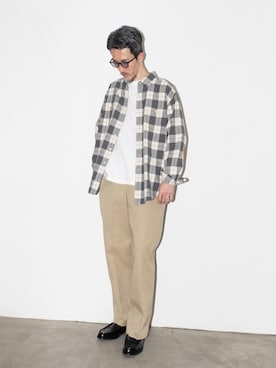 「ワークパンツ」｜「アイテム（ローファー）」を使った、m_hosokawaさん（メンズ・180cm）の春コーディネート