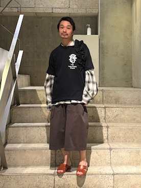 「アイテム（Tシャツ/カットソー）」を使った、武士俣  淳(GARDEN 渋谷)さん（メンズ・163cm・30代）の夏コーディネート