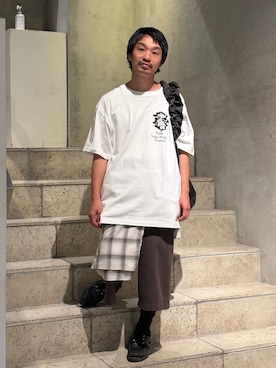 「アイテム（ショルダーバッグ）」を使った、武士俣  淳(GARDEN 渋谷)さん（メンズ・163cm）の夏コーディネート