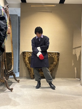 「アイテム（スウェット、パープル系）」を使った、武士俣  淳(GARDEN 渋谷)さん（メンズ・163cm）の秋コーディネート