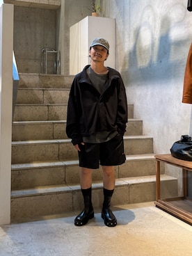 「The Make Happy Studio（ザメイクハッピーストゥディオ）のThe Make Happy Studio/ザメイクハッピーストゥディオ/SMILE CAP（キャップ、グレー系）」を使った、武士俣  淳(GARDEN 渋谷)さん（メンズ・163cm）の夏コーディネート