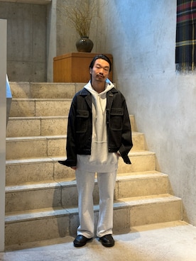 「アイテム（その他アウター、ブラック系）」を使った、武士俣  淳(GARDEN 渋谷)さん（メンズ・163cm）の秋コーディネート