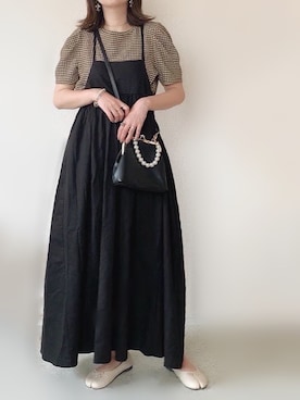 「GUコーデ」｜「アイテム（ジャンパースカート）」を使った、さにぃ。さん（レディース・153cm）の夏コーディネート