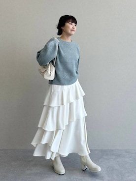 「mysty woman（ミスティウーマン）の［追加4］アシメティアードスカート 149592（スカート）」を使った、あんずさん（レディース・163cm）の秋コーディネート