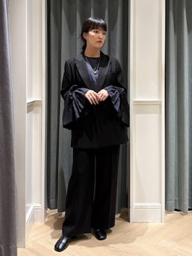 「A part by（アパートバイ）のオブリークトゥショートブーツ（ブーツ、ブラック系）」を使った、あんずさん（レディース・163cm）の秋コーディネート