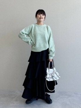 「mysty woman（ミスティウーマン）の［追加4］アシメティアードスカート 149592（スカート）」を使った、あんずさん（レディース・163cm）の秋コーディネート