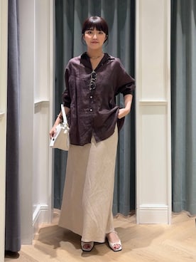 「A part by（アパートバイ）のハートモチーフバッグ（ショルダーバッグ、ホワイト系）」を使った、あんずさん（レディース・163cm）の夏コーディネート