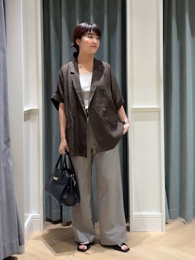 「A part by（アパートバイ）の２WAYラメタンクトップ（タンクトップ、ホワイト系）」を使った、あんずさん（レディース・163cm）の夏コーディネート