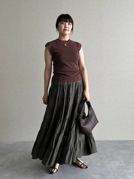 「ぽっちゃりスタッフ」｜あんずさん（レディース・163cm）の夏コーディネート