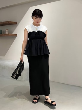 「ぽっちゃりスタッフ」｜あんずさん（レディース・163cm）の夏コーディネート