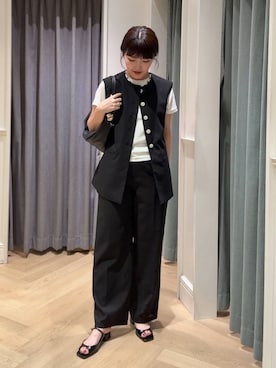 「A part by（アパートバイ）のハートモチーフバッグ（ショルダーバッグ、ブラック系）」を使った、あんずさん（レディース・163cm）の夏コーディネート