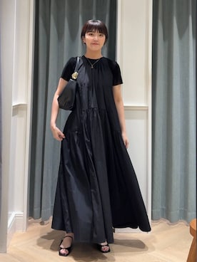 「A part by（アパートバイ）のハートモチーフバッグ（ショルダーバッグ、ブラック系）」を使った、あんずさん（レディース・163cm）の夏コーディネート