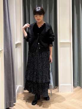 「A part by（アパートバイ）のソフトカーブバッグ（ショルダーバッグ、ブルー系）」を使った、あんずさん（レディース・163cm）の秋コーディネート
