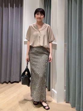 「A part by（アパートバイ）のハートモチーフバッグ（ショルダーバッグ、ブラック系）」を使った、あんずさん（レディース・163cm）の夏コーディネート