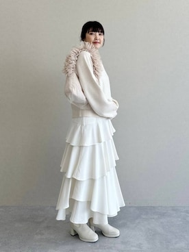 「mysty woman（ミスティウーマン）の［追加4］アシメティアードスカート 149592（スカート）」を使った、あんずさん（レディース・163cm）の秋コーディネート