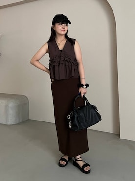「アイテム（キャップ）」を使った、あんずさん（レディース・163cm・30代）の夏コーディネート