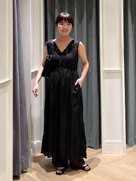 「A part by（アパートバイ）のハートモチーフバッグ（ショルダーバッグ、ブラック系）」を使った、あんずさん（レディース・163cm）の夏コーディネート