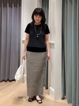 「A part by（アパートバイ）のモチーフコードネックレス（ネックレス、ブラウン系）」を使った、あんずさん（レディース・163cm）の夏コーディネート