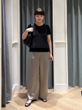 「A part by（アパートバイ）のハートモチーフバッグ（ショルダーバッグ、ブラック系）」を使った、あんずさん（レディース・163cm）の夏コーディネート