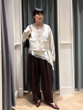 「A part by（アパートバイ）のメタルパーツパンプス（パンプス、レッド系）」を使った、あんずさん（レディース・163cm）の秋コーディネート