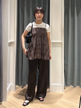「A part by（アパートバイ）の【20周年】Apb_ロゴTシャツ（Tシャツ/カットソー、ホワイト系）」を使った、あんずさん（レディース・163cm）の夏コーディネート