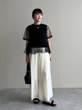 「ぽっちゃりスタッフ」｜あんずさん（レディース・163cm）の夏コーディネート