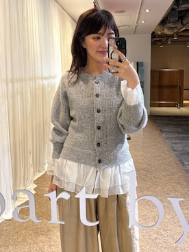 「A part by（アパートバイ）のダブルストラップミュール（パンプス、ブラック系）」を使った、あんずさん（レディース・163cm）の夏コーディネート