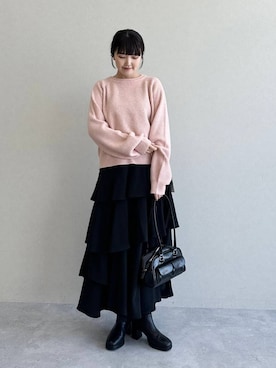 「mysty woman（ミスティウーマン）の［追加4］アシメティアードスカート 149592（スカート）」を使った、あんずさん（レディース・163cm）の秋コーディネート