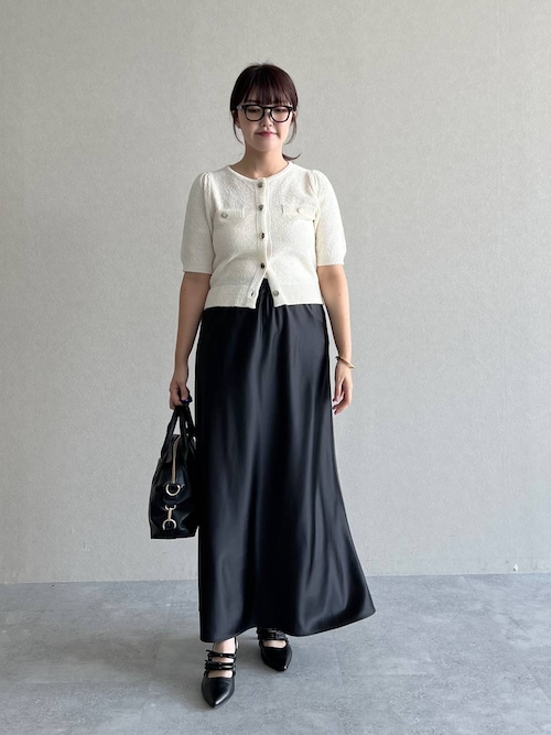 mysty woman サテンフレアスカート　ブラック　新品　ウエストゴム mysty woman｜【ウエストオールゴムで着脱ラクチン!/WEB限定