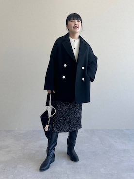 「A part by（アパートバイ）のアイテム（チェスターコート）」を使った、あんずさん（レディース・163cm）の冬コーディネート