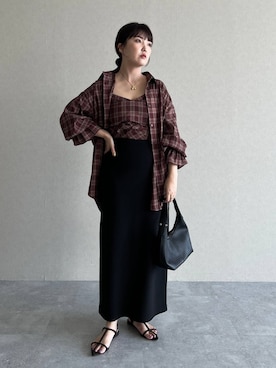 「ぽっちゃりスタッフ」｜あんずさん（レディース・163cm）の夏コーディネート