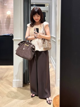 「A part by（アパートバイ）のショルダーバルーンノースリーブブラウス（シャツ/ブラウス、ベージュ系）」を使った、あんずさん（レディース・163cm）の夏コーディネート