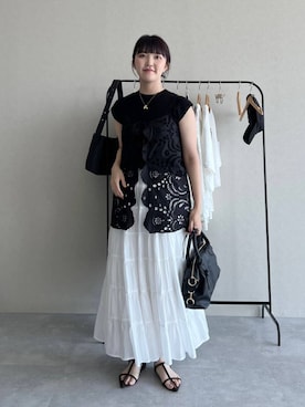 「ぽっちゃりスタッフ」｜あんずさん（レディース・163cm）の夏コーディネート