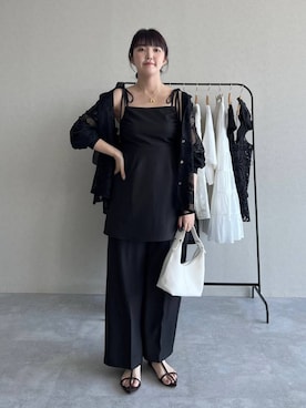 「高見え」｜「アイテム（サロペット/オーバーオール）」を使った、あんずさん（レディース・163cm）の夏コーディネート