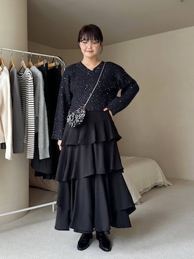 「mysty woman（ミスティウーマン）の［追加4］アシメティアードスカート 149592（スカート）」を使った、あんずさん（レディース・163cm）の秋コーディネート