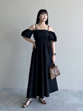 「高見え」｜「アイテム（ワンピース/ドレス）」を使った、あんずさん（レディース・163cm）の夏コーディネート
