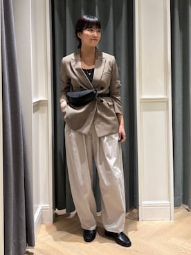 「A part by（アパートバイ）のベルトバッグ（ボディバッグ/ウエストポーチ、ブラック系）」を使った、あんずさん（レディース・163cm）の秋コーディネート