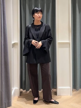 「A part by（アパートバイ）のソフトカーブバッグ（ショルダーバッグ、ブラック系）」を使った、あんずさん（レディース・163cm）の秋コーディネート
