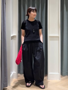 「A part by（アパートバイ）のモチーフコードネックレス（ネックレス、ブラウン系）」を使った、あんずさん（レディース・163cm）の夏コーディネート